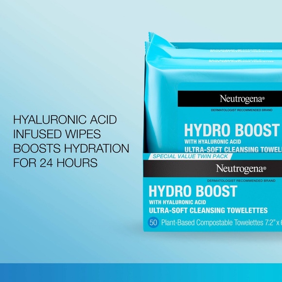 2-Neutrogena Hydro Boost Face Cleansing Makeup Wipes with Hyaluronic Acid - 25ct - Picture 6 of 14
